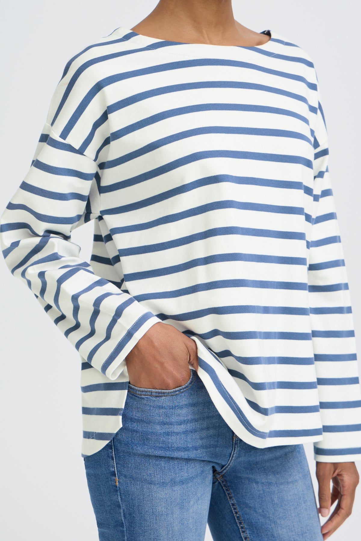 B.Young ByRamsi Denim Blue Striped Long Sleeve Supersoft Top