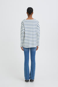 B.Young ByRamsi Denim Blue Striped Long Sleeve Supersoft Top