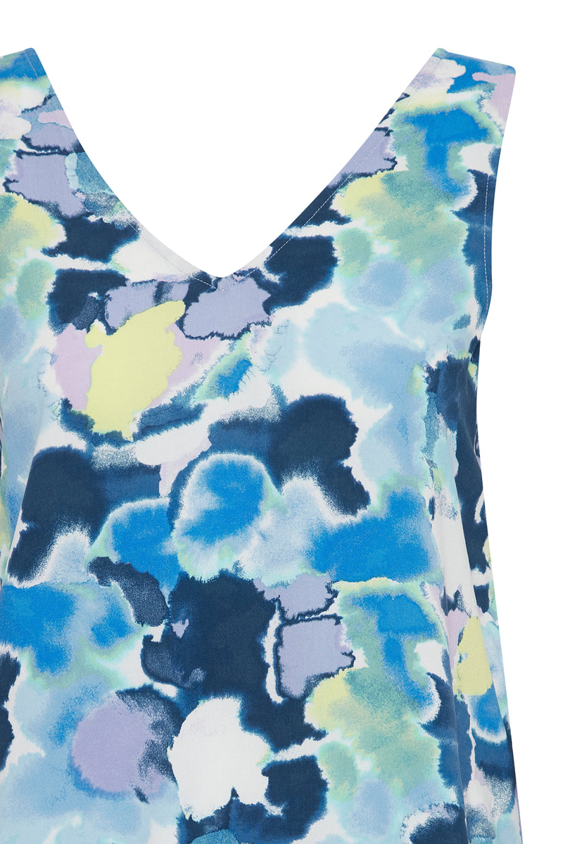 B.Young Bymmjoella Angel Blue Watercolour Print V-Neck Cami Top, 20814525