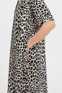 B.Young Bymmjoella Black Leopard Mix Relaxed Fit Dress