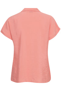 B.Young Jenica Strawberry Pink Short Sleeve Button Top, 20814916