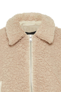 B.Young ByAnama Humus Melange Beige Teddy Jacket with Faux Leather Trim, 20815147