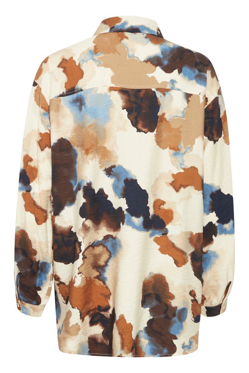 B.Young Byihamma Birch Watercolour Printed Oversized Longline Shirt, 20815223