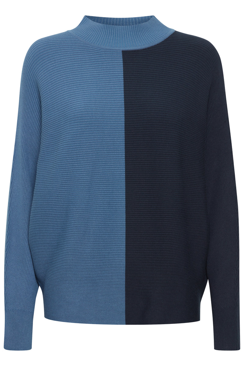 B.Young Bymmorla Horizon Blue Colourblock Knitted Batwing Jumper, 20815311