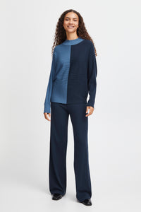 B.Young Bymmorla Horizon Blue Colourblock Knitted Batwing Jumper, 20815311