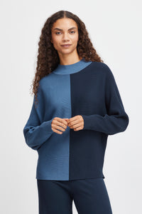 B.Young Bymmorla Horizon Blue Colourblock Knitted Batwing Jumper, 20815311