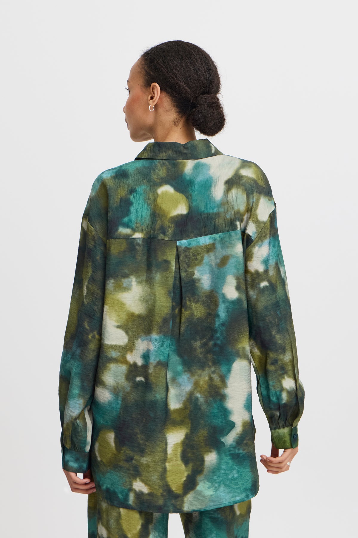 B.Young Byibine Birch Blur Mix Printed Longline Oversized Shirt, 20815569