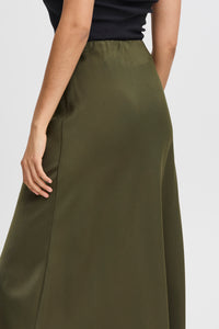 B.Young ByDolora Olive Night Satin Ankle Length Slip Skirt, 20815584