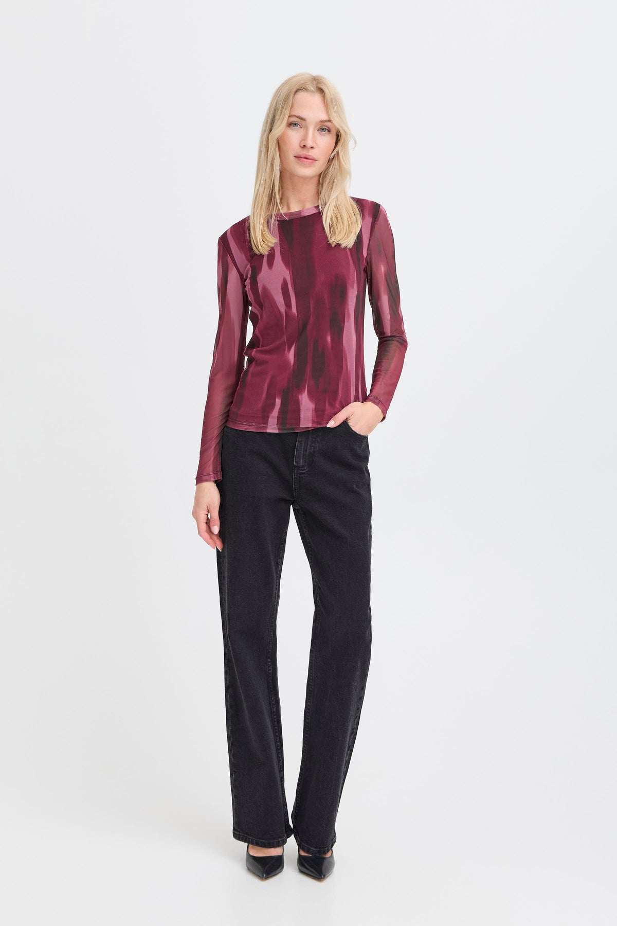 B.Young Bypaloma Port Royale Printed Long Sleeve Mesh Top