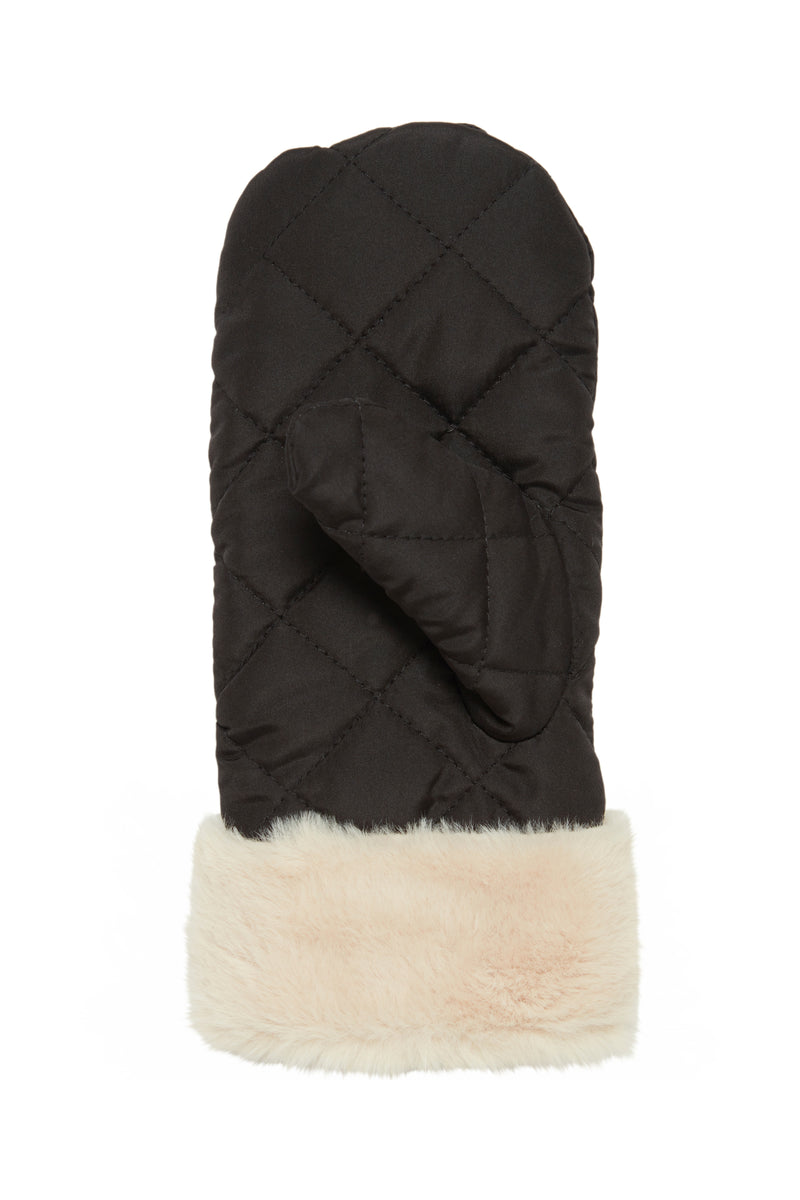 B.Young Bavamse Black Quilted Gloves with Faux Fur Trim