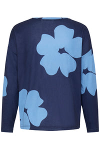 B.Young ByPieta Big flower Robbia Blue Printed Knitted Pullover