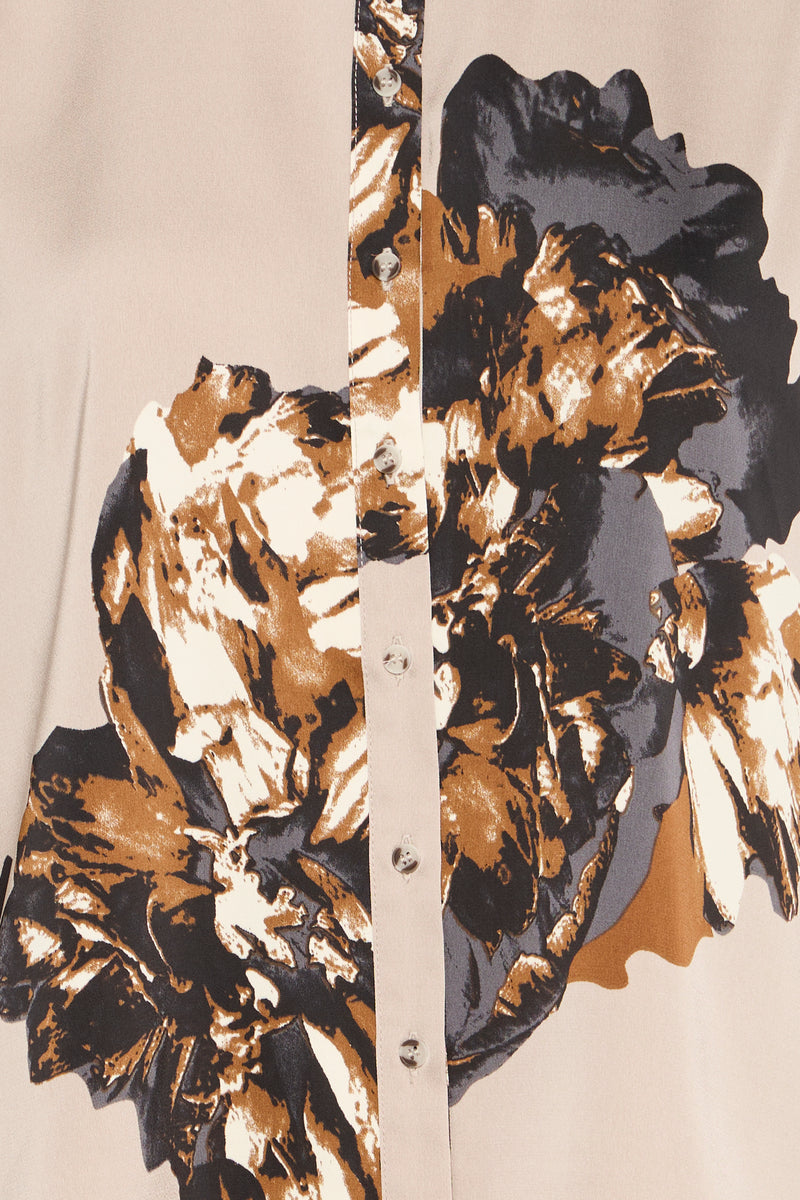 B.Young ByJannike String Beige Floral Bow Tie Cuff Blouse, 20818132