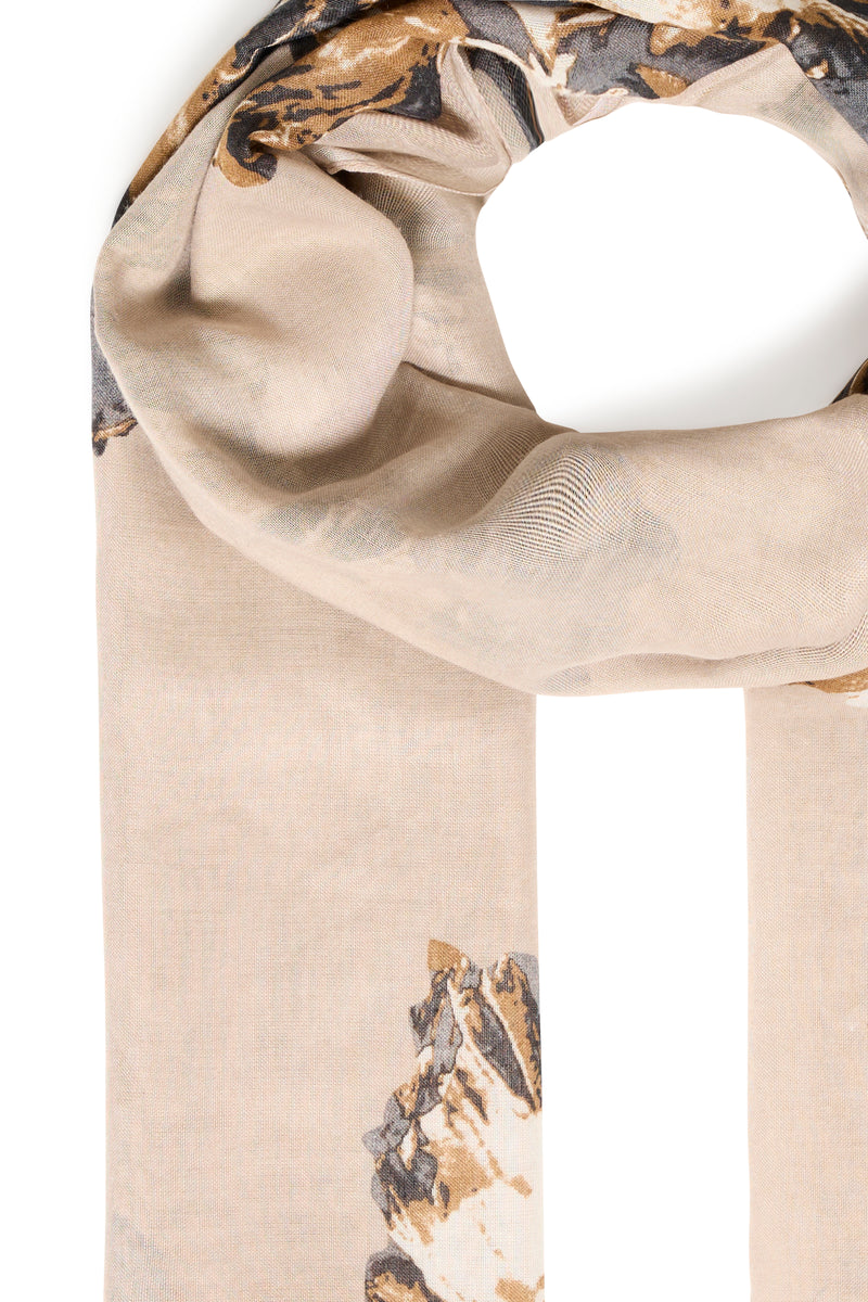 B.Young ByWallam String Beige Floral Print Scarf