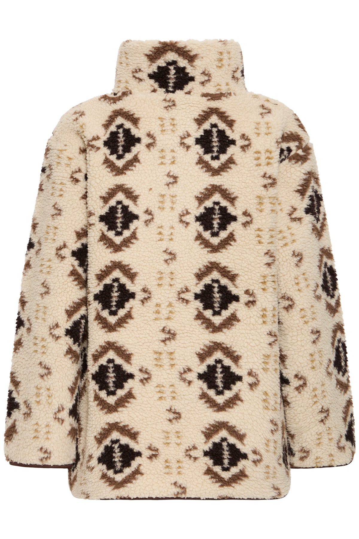 B.Young ByCillan Humus Beige Printed Teddy Fleece Half Zip Jacket