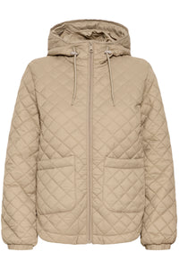 B.Young ByBerta Chinchilla Beige Quilted Jacket with Hood