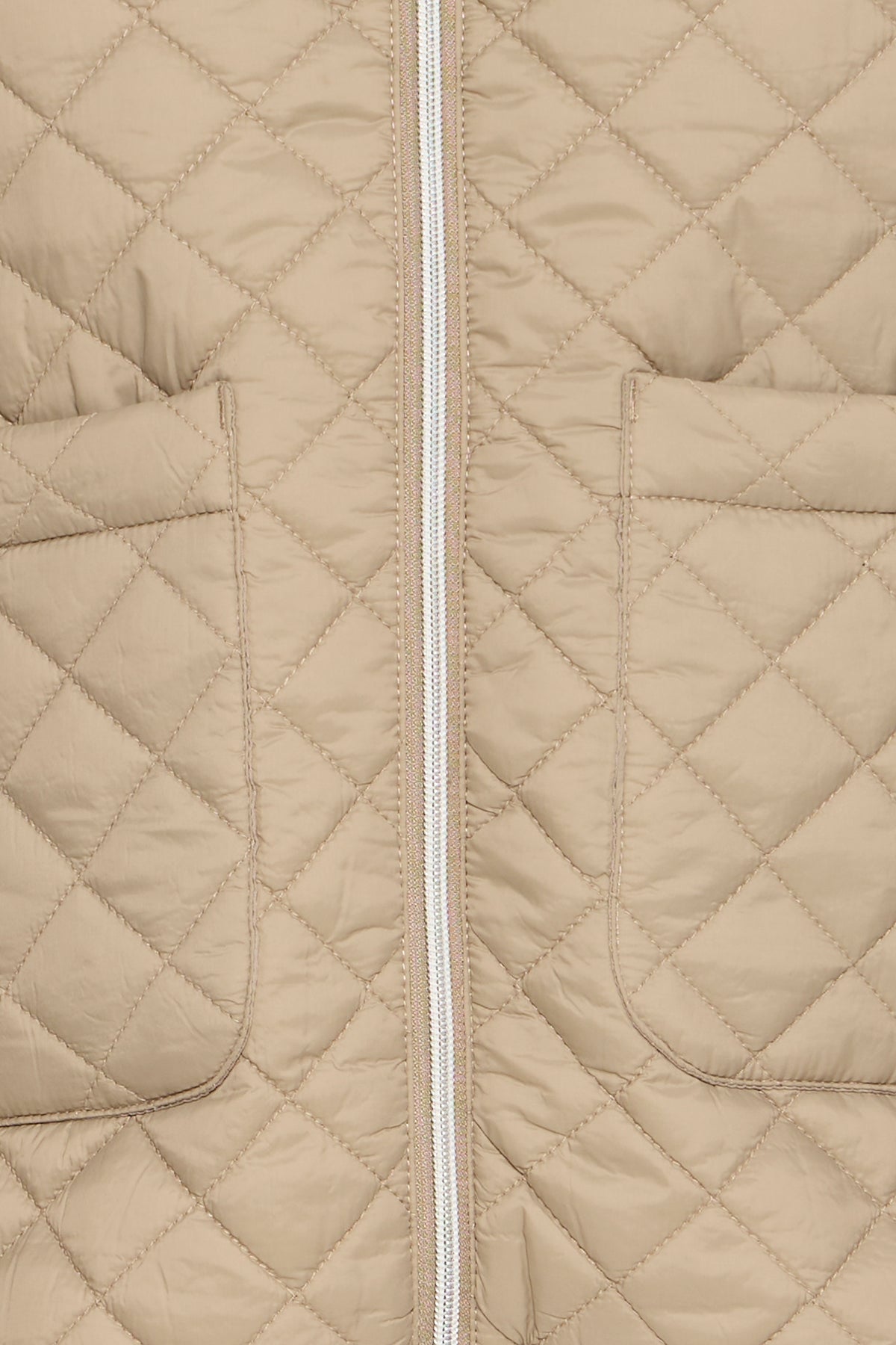 B.Young ByBerta Chinchilla Beige Quilted Jacket with Hood