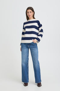 B.Young ByOtari Medieval Blue Striped Supersoft Knit