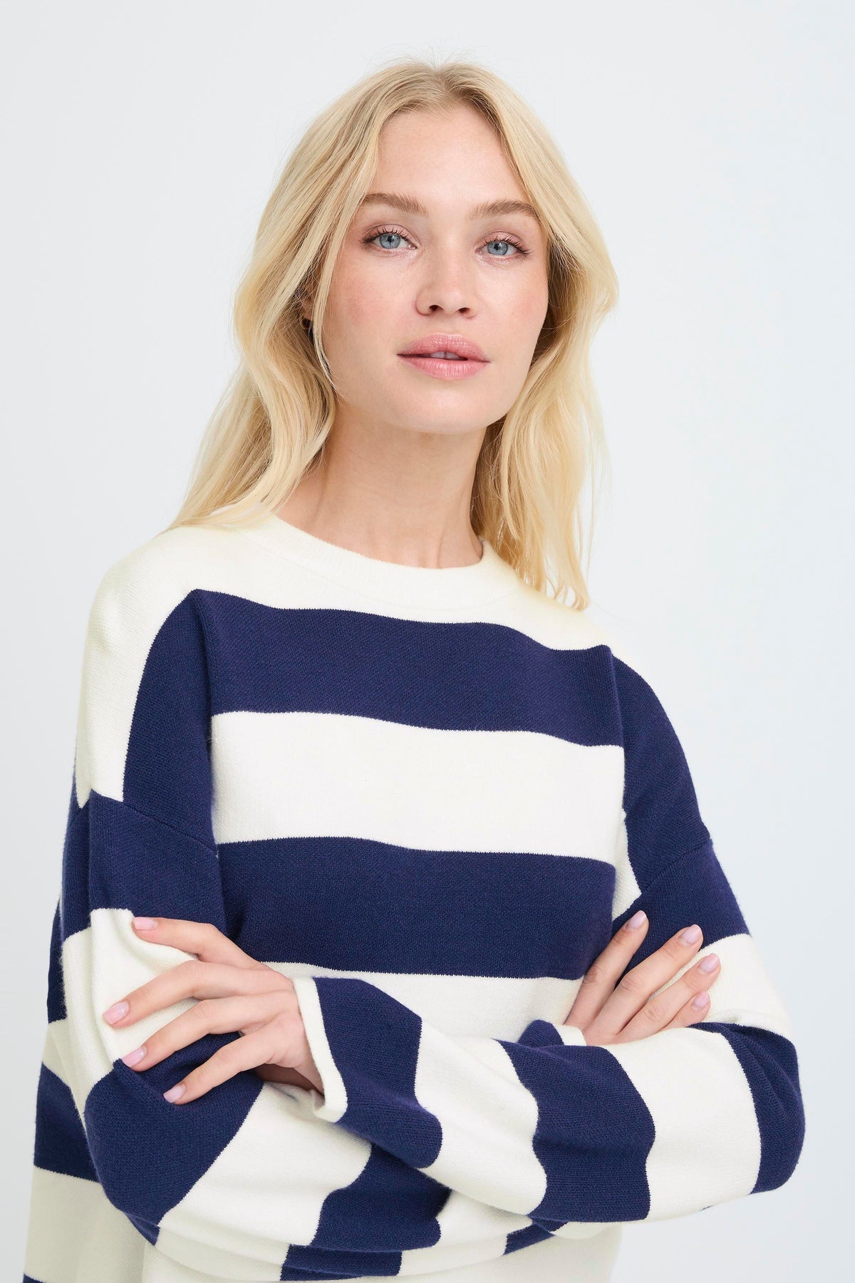 B.Young ByOtari Medieval Blue Striped Supersoft Knit
