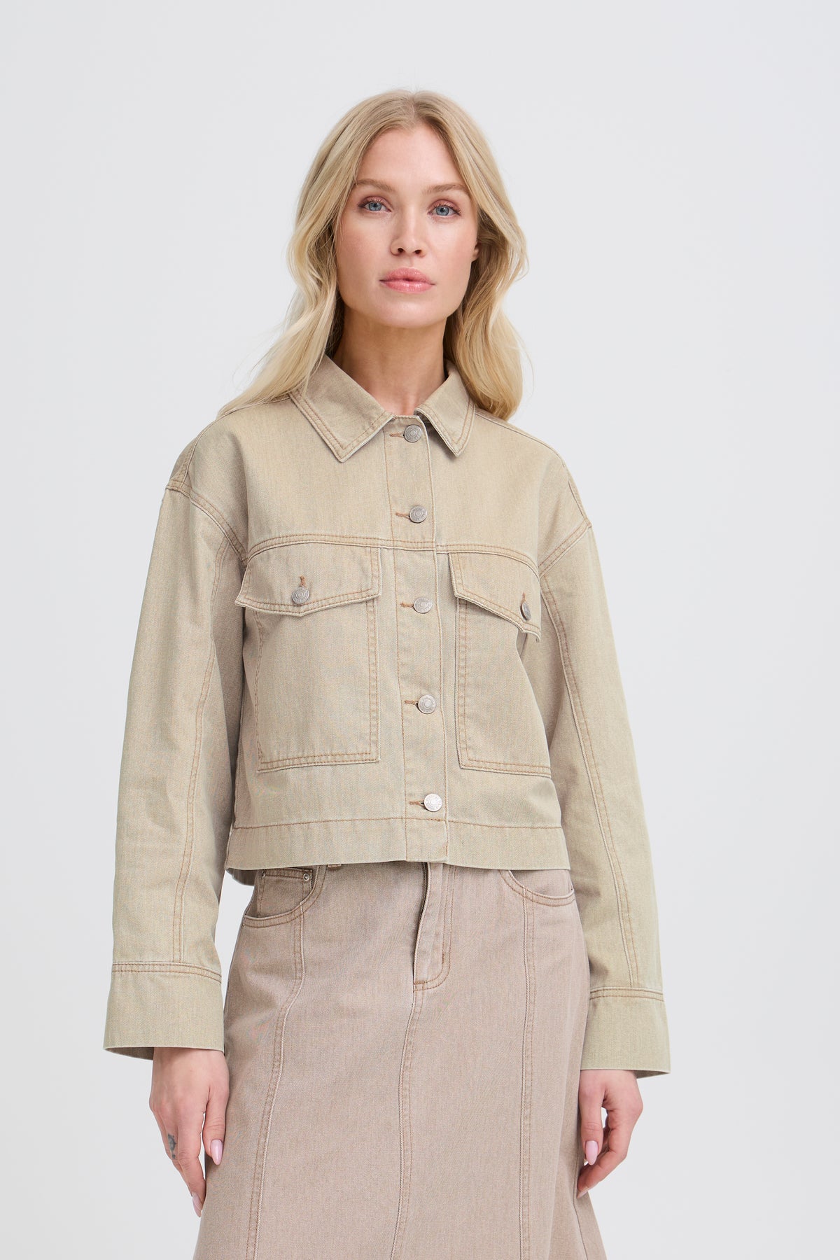 B.Young ByLupina Nomad Beige Denim Jacket, 20818742