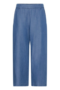 B.Young ByKosmo Mid Blue Denim Wide Leg Cropped Trousers, 20818793