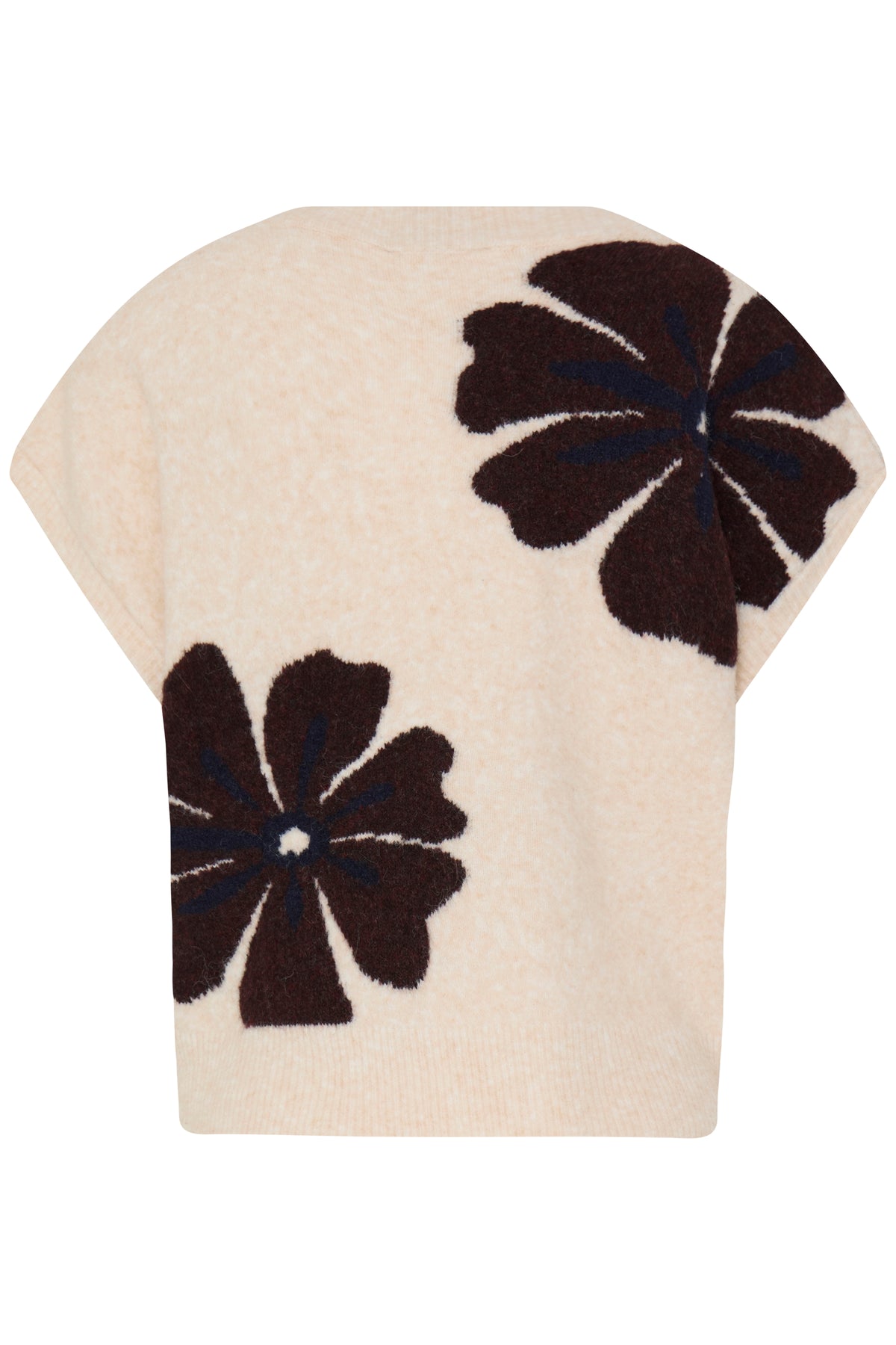 B.Young ByOmea Java Brown Flower V-Neck Knit