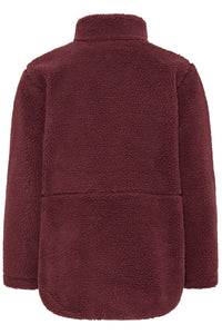 B.Young ByAlea Fig Burgundy Longline Teddy Fleece Jacket