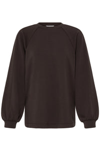 B.Young ByPusti Java Brown Modal Sweatshirt with Dipped Hem