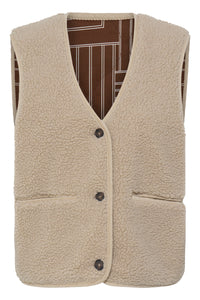 B.Young ByAlea Humus Beige Teddy Fleece Reversible Waistcoat, 20819600