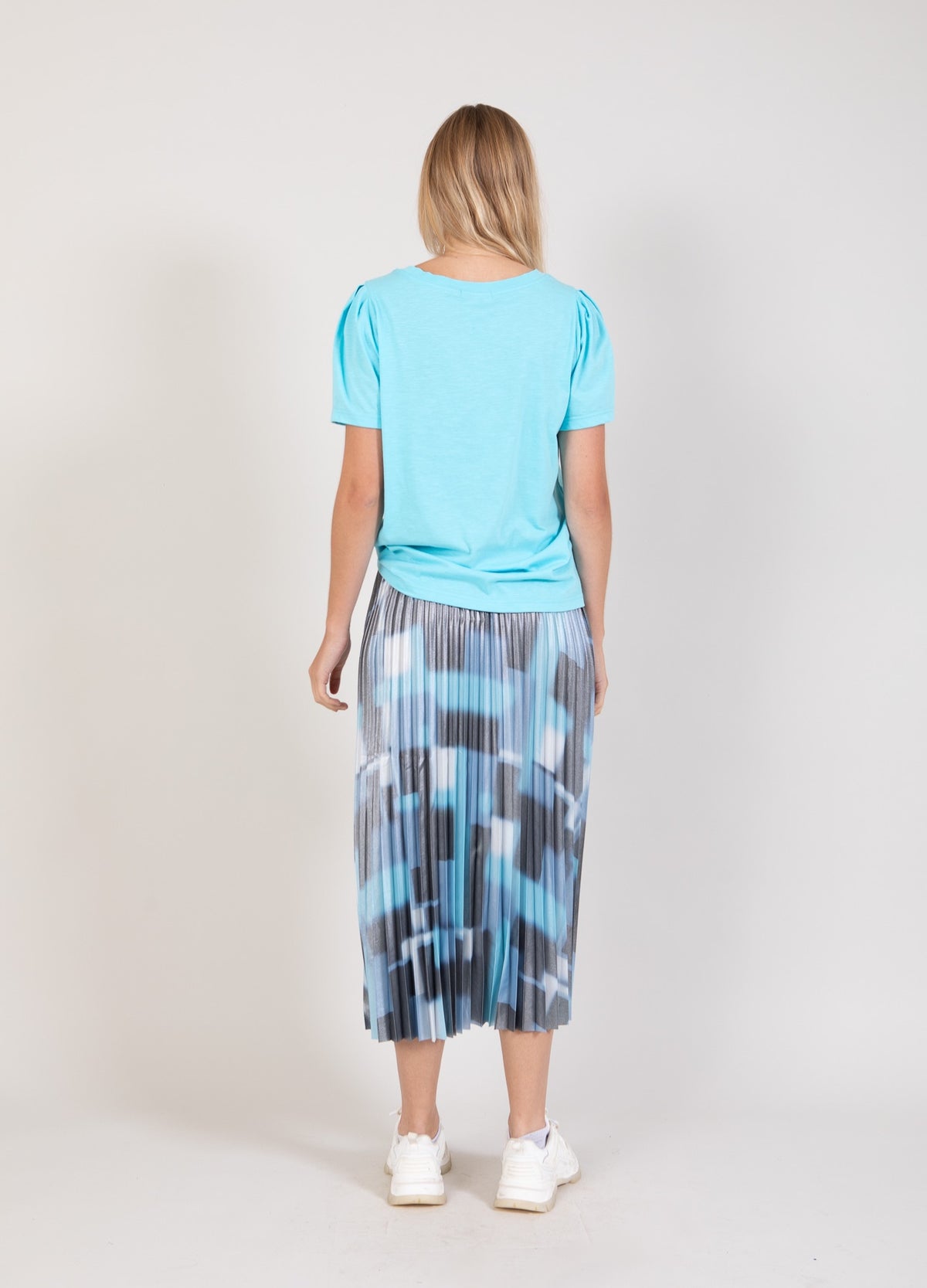 Coster Copenhagen Plisse Metallic Graphic Abstract Printed Midi Skirt, 241-4109