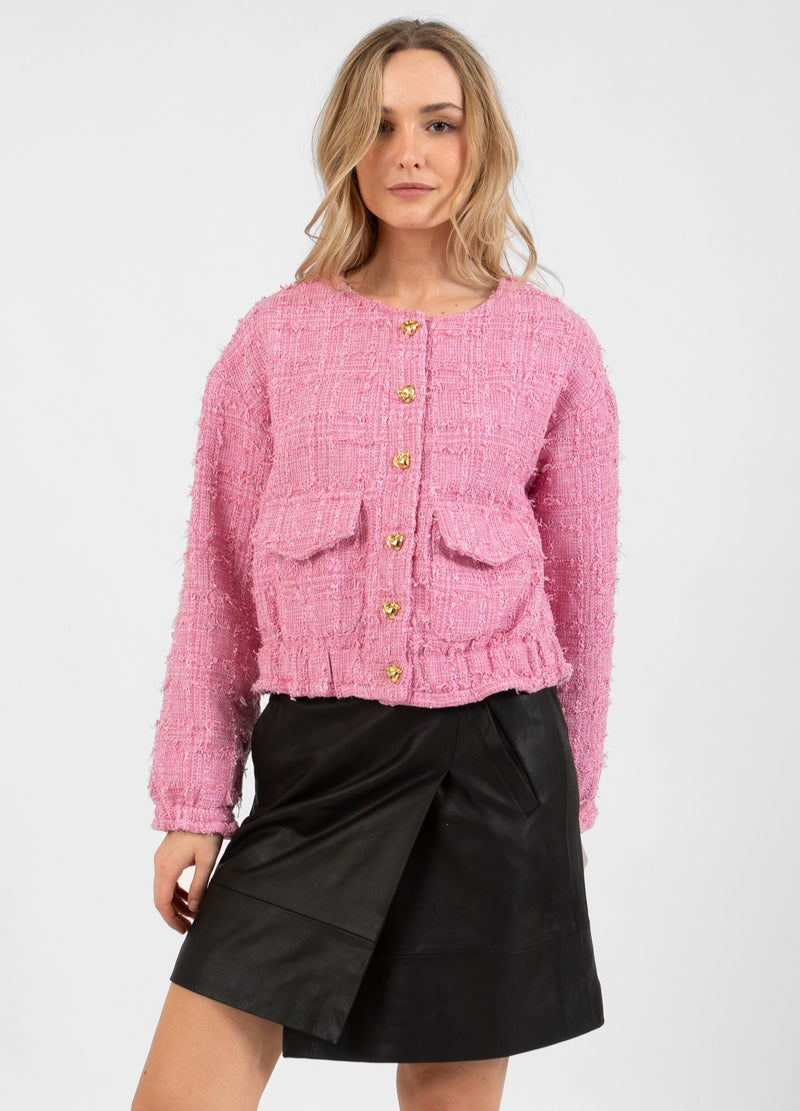 Coster Copenhagen Blush Pink Boucle Bomber, 244-8451