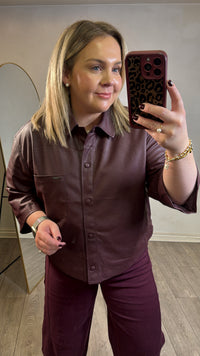 Garcia Bordeaux Faux Leather Shirt Jacket