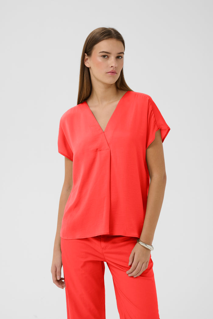 InWear Rinda Poppy Red V-Neck Top, 30105188