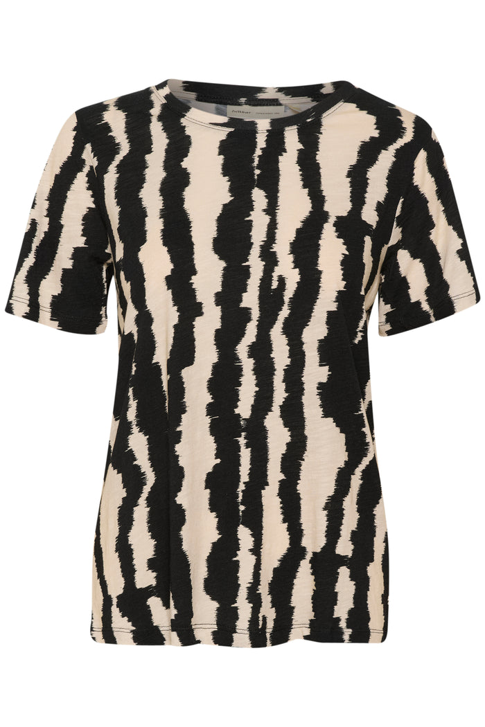 InWear Alma Black/Beige Scratch Print T-Shirt, 30108258