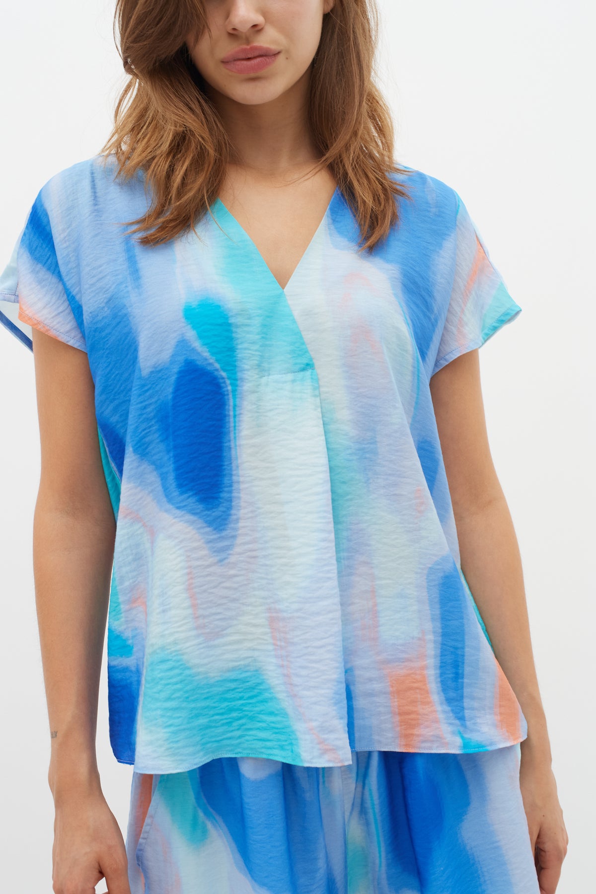 InWear Tedra Soft Water Print V-Neck Top, 30108319