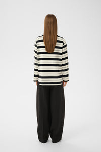 InWear Gincent Whisper White/Black Stripe Modal Supersoft Dipped Hem Sweatshirt, 30108654