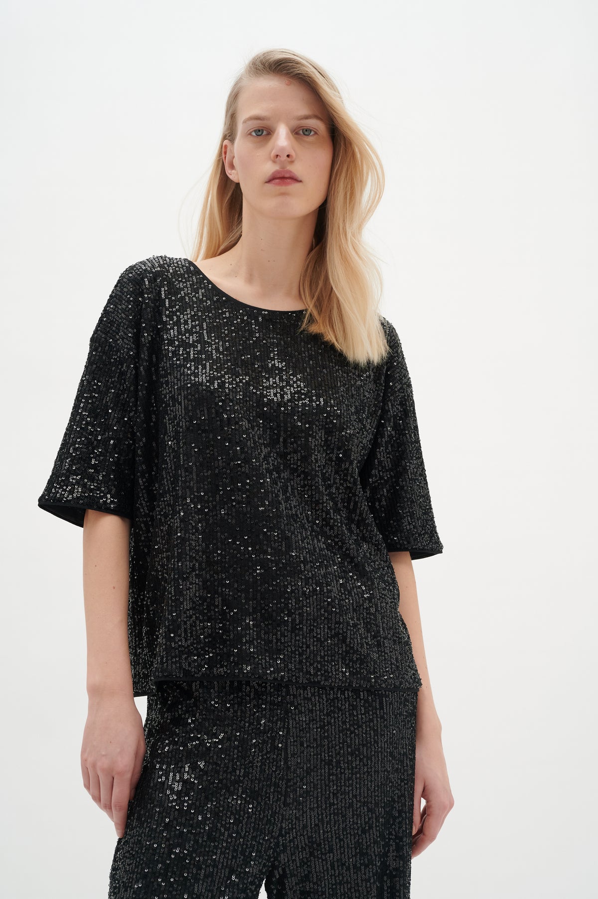 InWear JarJar Black Sequin T-Shirt Top, 30108868