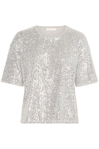 InWear JarJar Silver Sequin T-Shirt Top, 30108868