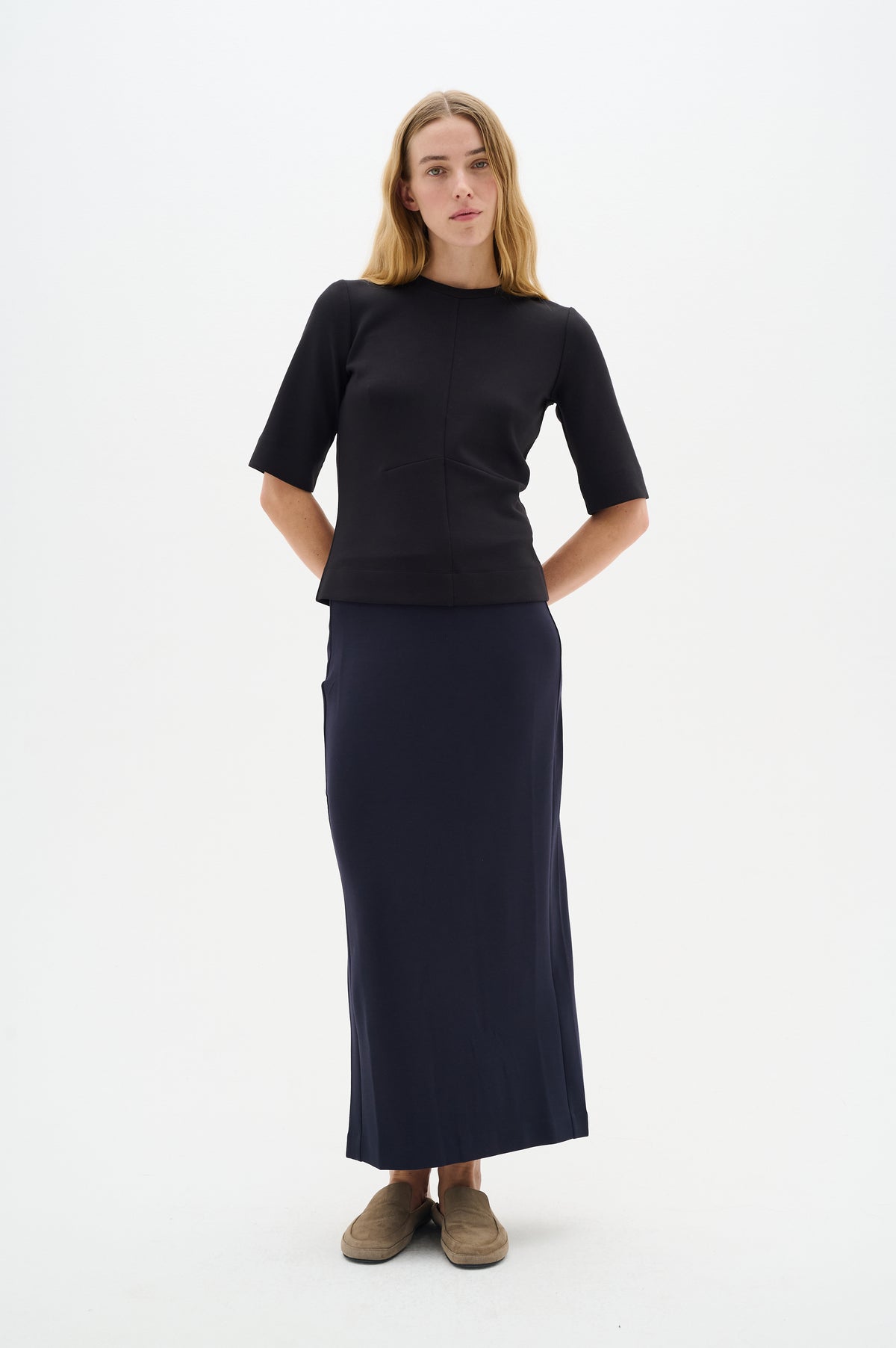 InWear Aida Marine Blue Modal Ankle Length Tube Skirt, 30109092