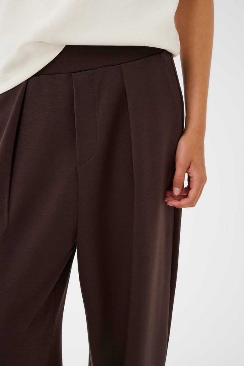 InWear PannieIW Chocolate Brown Modal Barrel Leg Ankle Length Trousers
