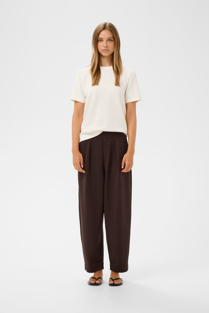 InWear PannieIW Chocolate Brown Modal Barrel Leg Ankle Length Trousers