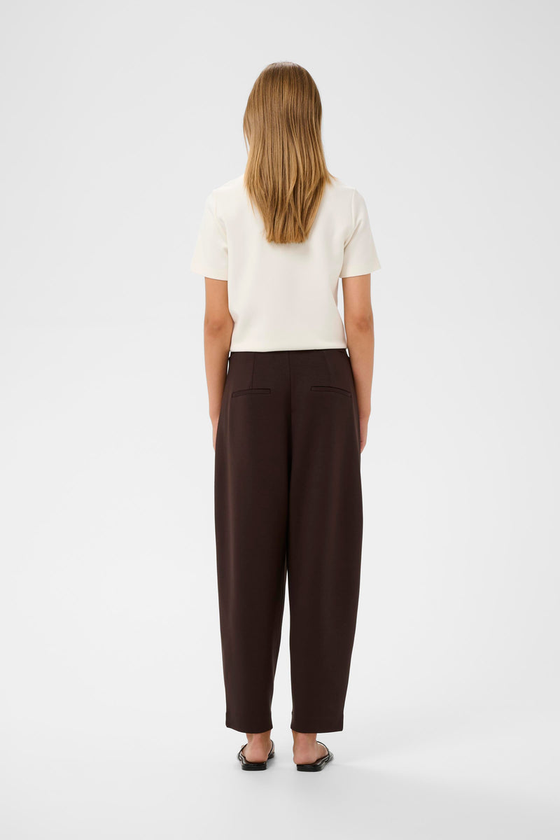 InWear PannieIW Chocolate Brown Modal Barrel Leg Ankle Length Trousers