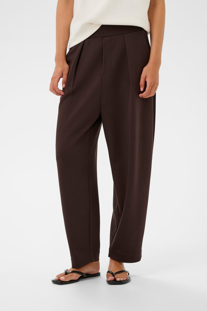 InWear PannieIW Chocolate Brown Modal Barrel Leg Ankle Length Trousers