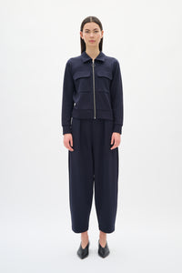 InWear PannieIW Marine Blue Modal Barrel Leg Ankle Length Trousers