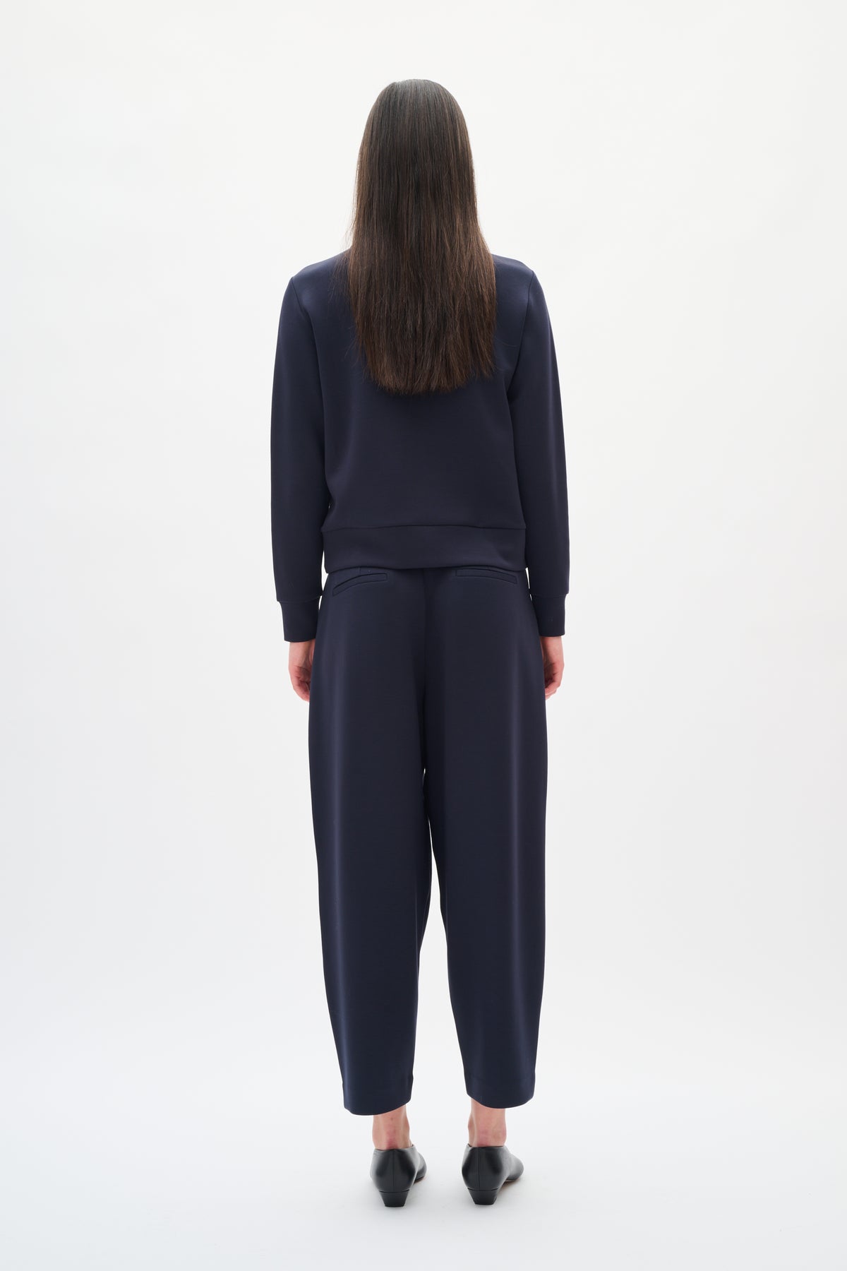 InWear PannieIW Marine Blue Modal Barrel Leg Ankle Length Trousers