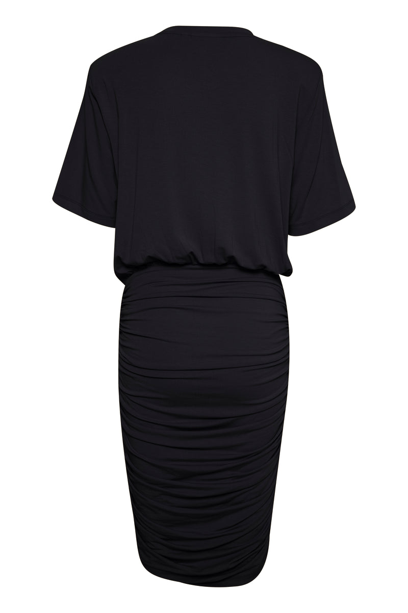 InWear Letitsia Black Ruched Midi Dress, 30109539