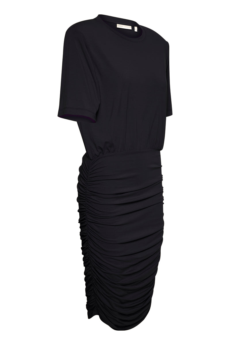 InWear Letitsia Black Ruched Midi Dress, 30109539