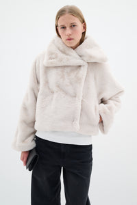 InWear Yoneko Haze Beige Faux Fur Short Coat