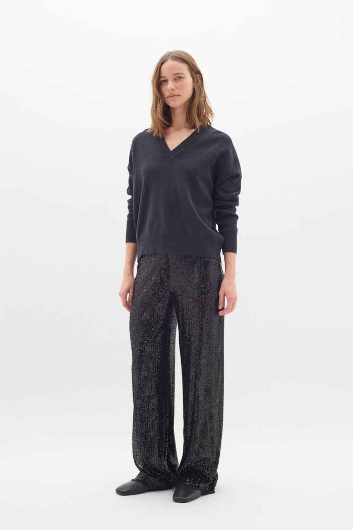 InWear Barbara Black Sequin Wide Leg Trousers