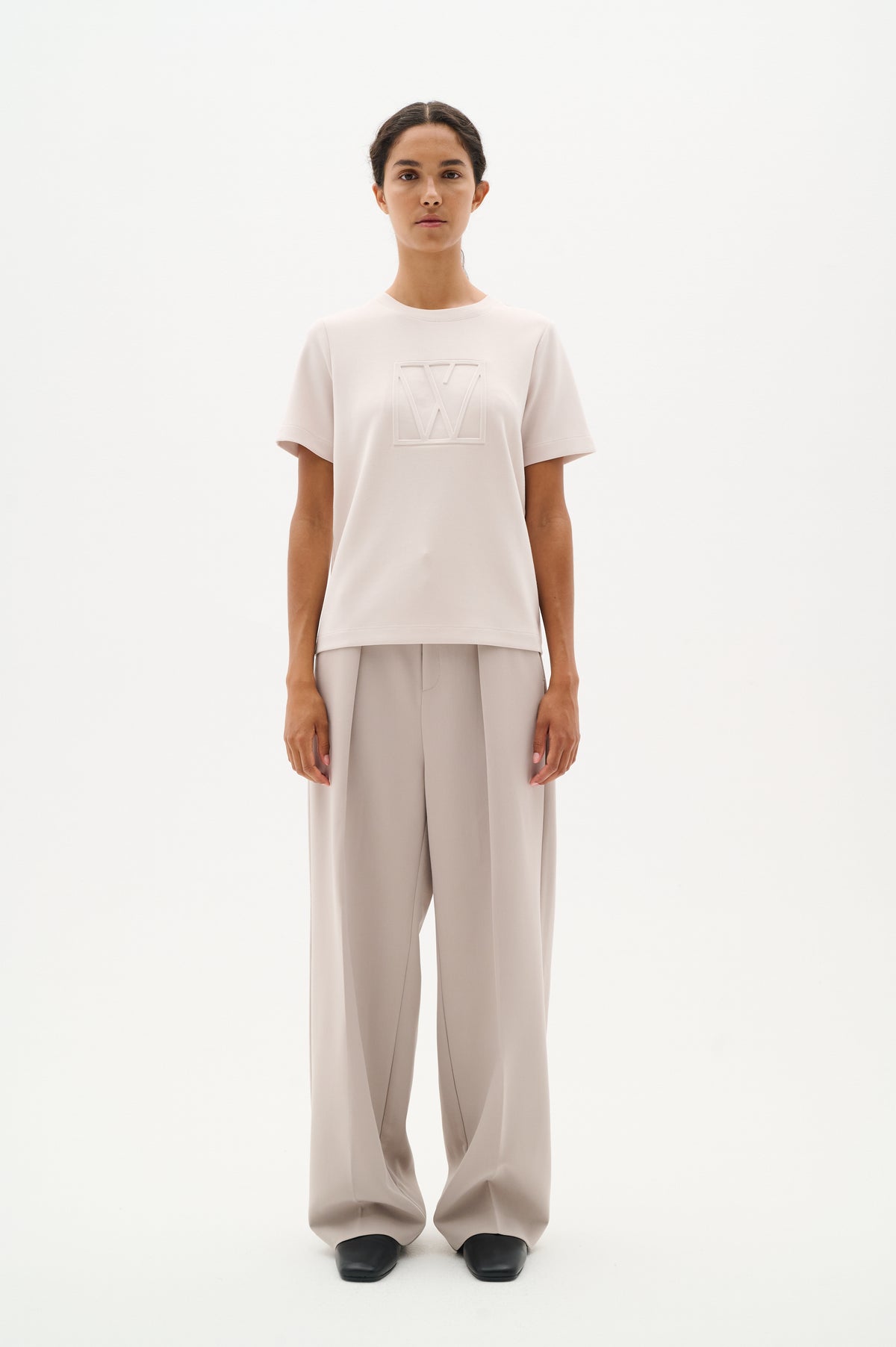 InWear Vincent Haze Beige Embossed Logo T-Shirt