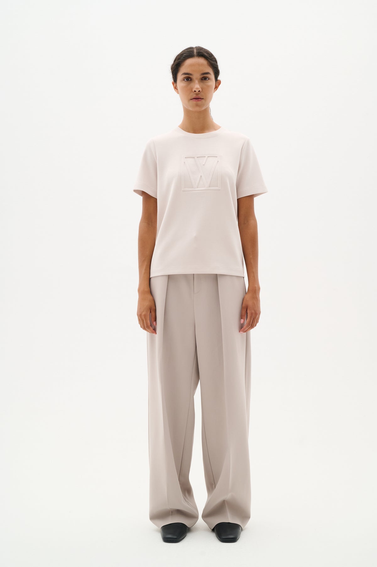 InWear Vincent Haze Beige Embossed Logo T-Shirt